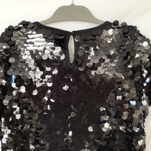 Eva Franco Black Sequin Tee Sz S - Picture 5 of 8
